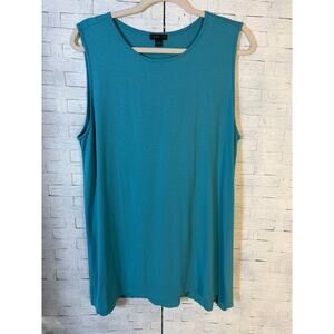 J Jill wherever collectio tank top extra long aqua sleeveless shirt feminine ￼
